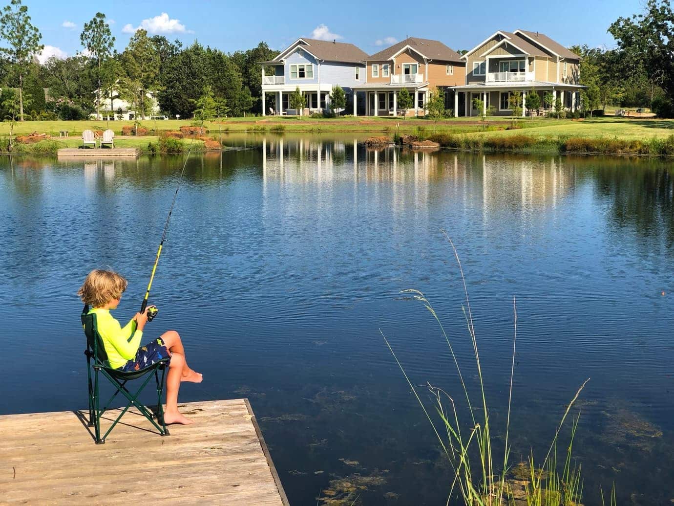 So many ways to play at Long Cove like this kid fishing on the lake