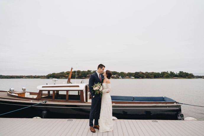 newlyweds pose for a long cove love story