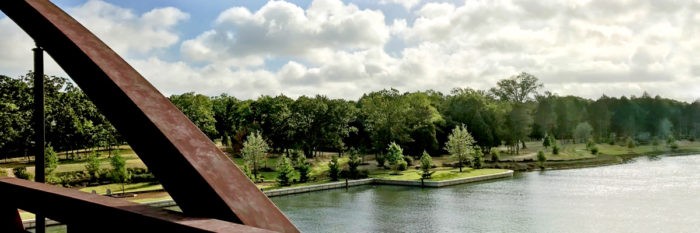 View from the bridge overlooking Cedar Creek Lake