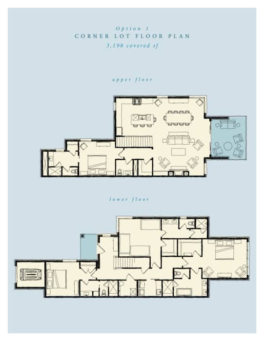 Floor plan of a custom lake house at Long Cove Community